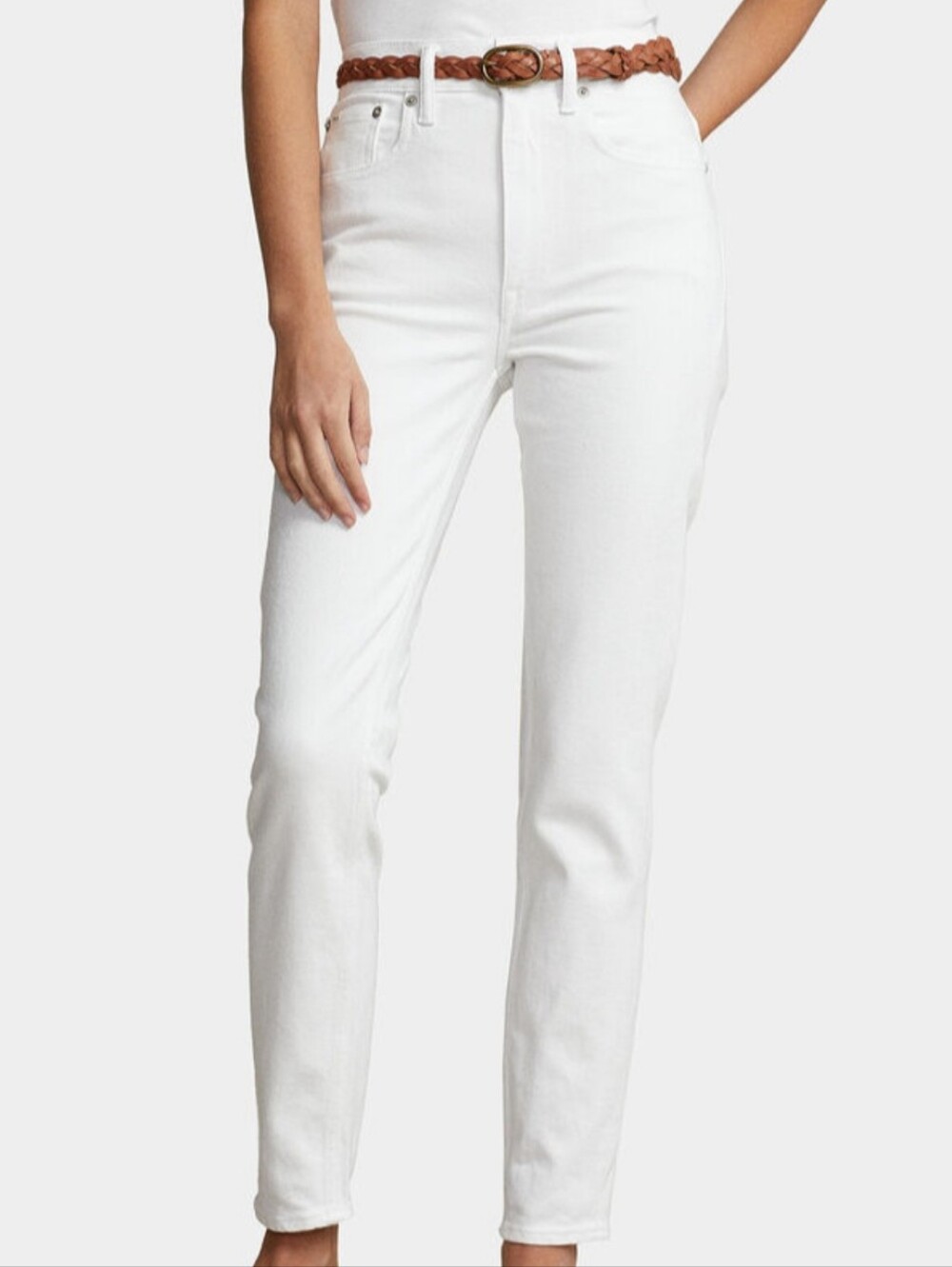 NWT Polo by Ralph Lauren White High-Rise Slim Ankle Straight Jeans 26